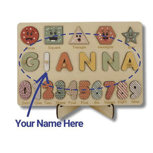 Tablica Montessori z drewna z personalizowanym imieniem