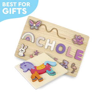 Tablica Montessori z drewna z personalizowanym imieniem