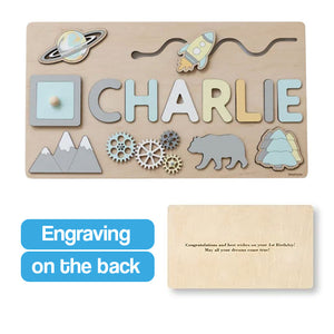 Tablica Montessori z drewna z personalizowanym imieniem