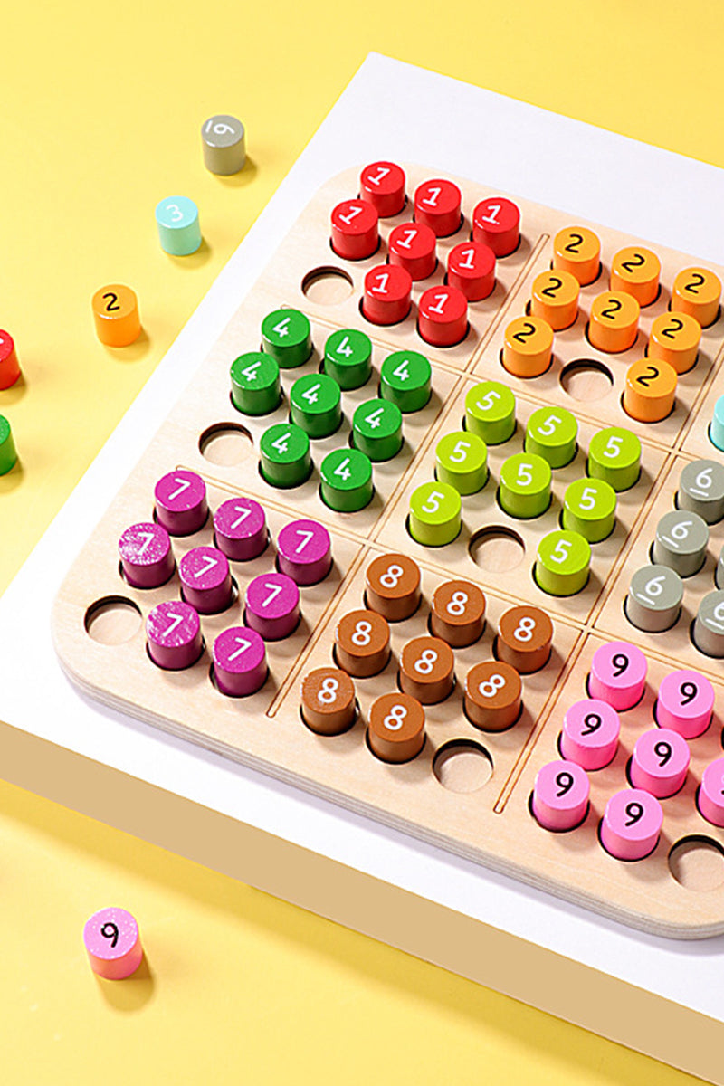 Wooden Sudoku Color and Number Memory Board