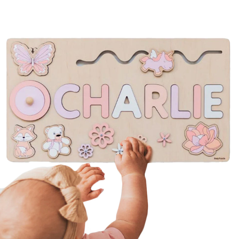 Tablica Montessori z drewna z personalizowanym imieniem