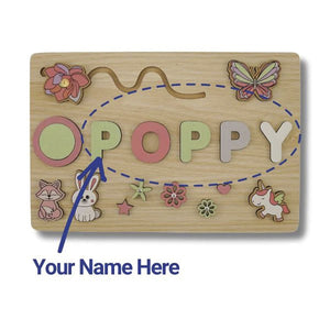 Tablica Montessori z drewna z personalizowanym imieniem