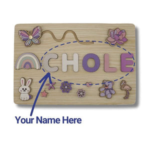 Tablica Montessori z drewna z personalizowanym imieniem