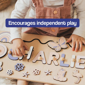 Tablica Montessori z drewna z personalizowanym imieniem