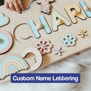 Tablica Montessori z drewna z personalizowanym imieniem