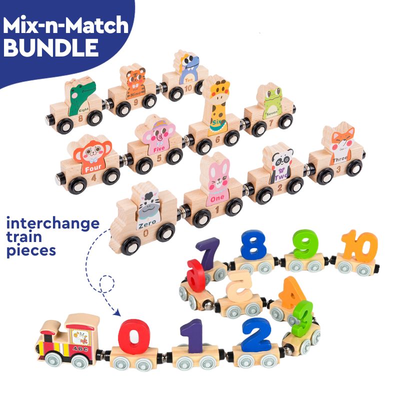 Wooden Animals & Numbers Magnetic Train Set