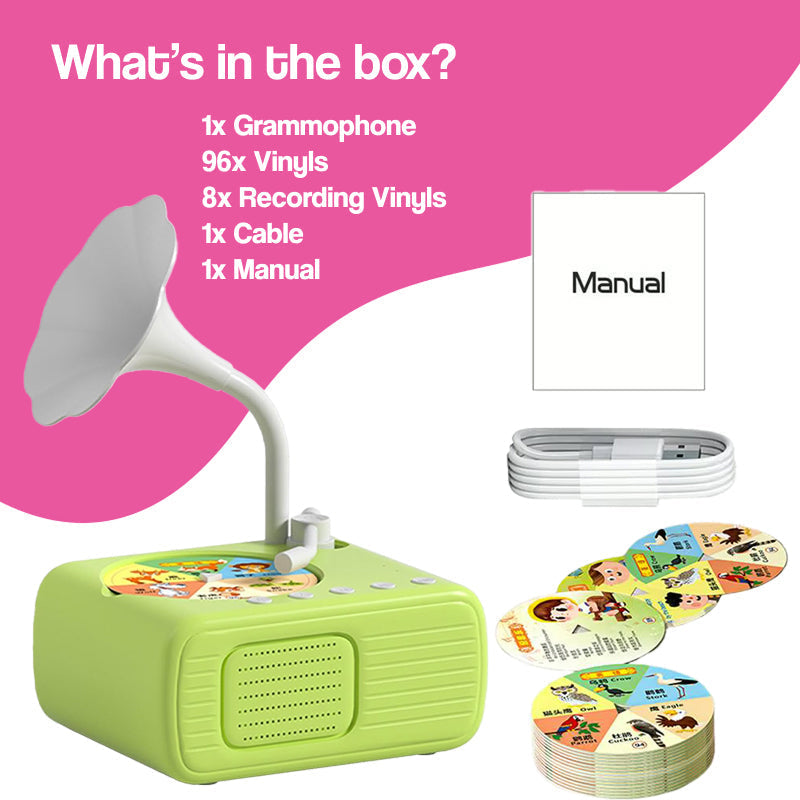 Smart Mini Phonograph with 96 Vinyls + Bluetooth